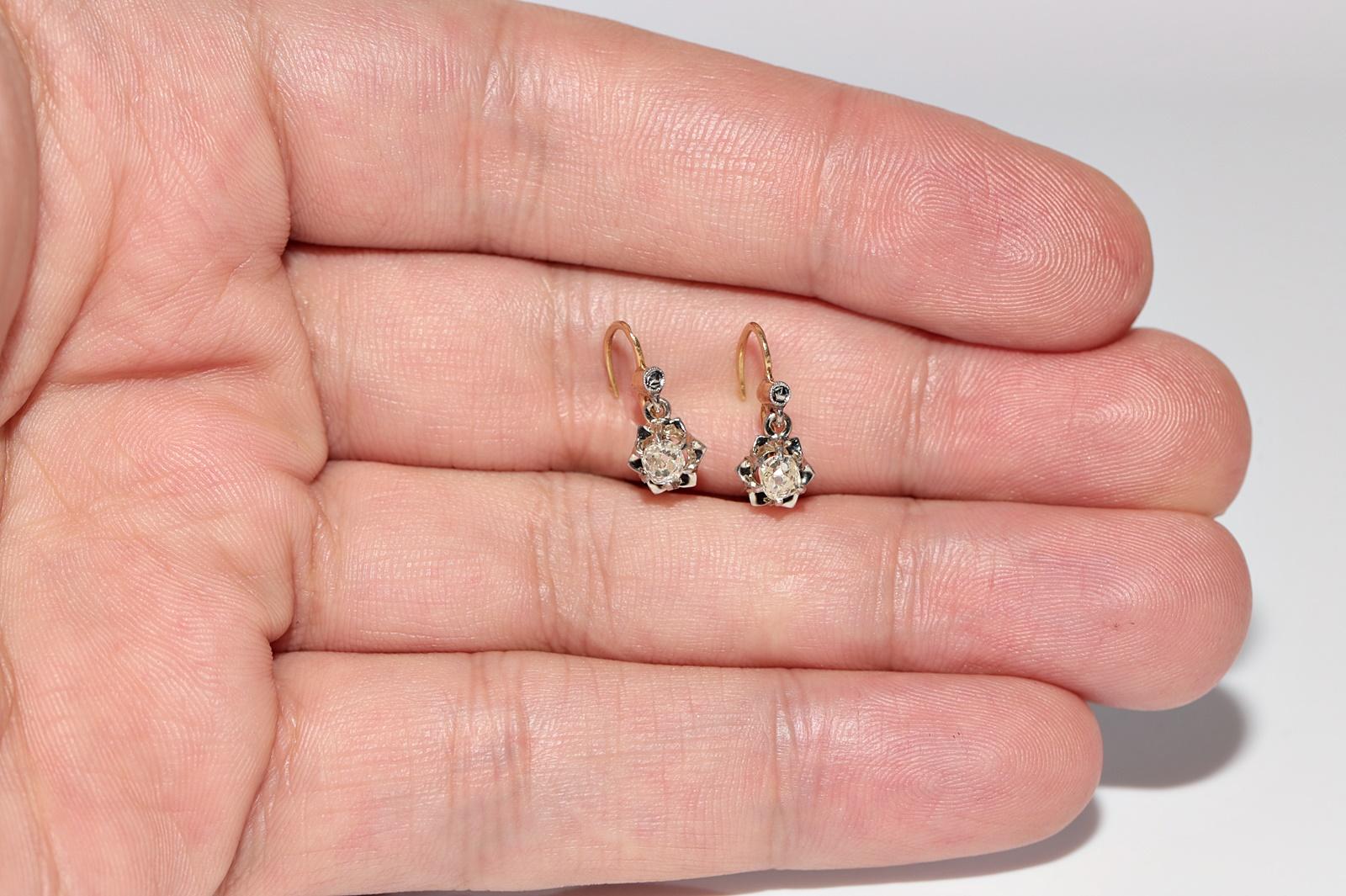 Antique Circa 1900s 18k Gold Natural Old Cut Diamond Solitaire Earring 4