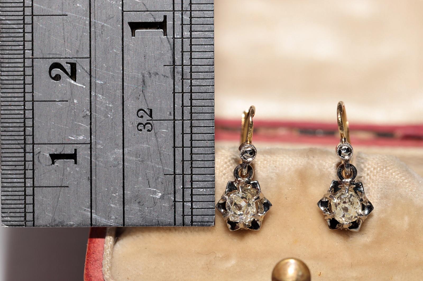 Victorian Antique Circa 1900s 18k Gold Natural Old Cut Diamond Solitaire Earring