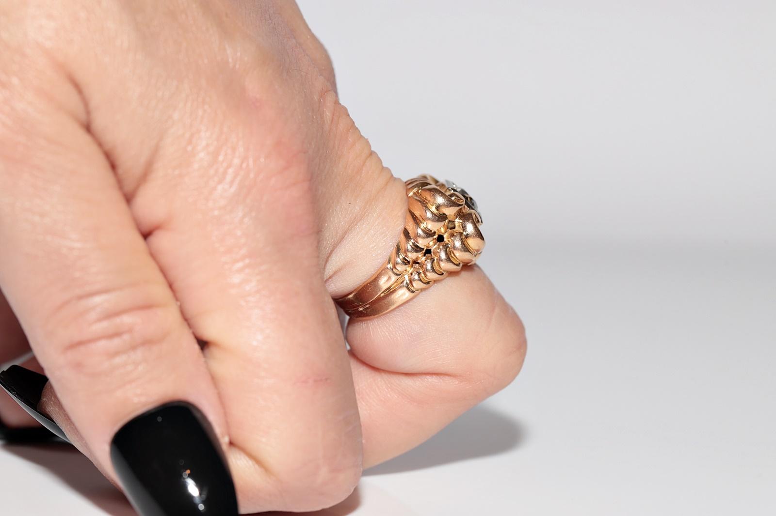 Antico anello solitario in oro 18k con diamante naturale taglio antico CIRCA 1900 In condizioni buone in vendita a Fatih/İstanbul, 34