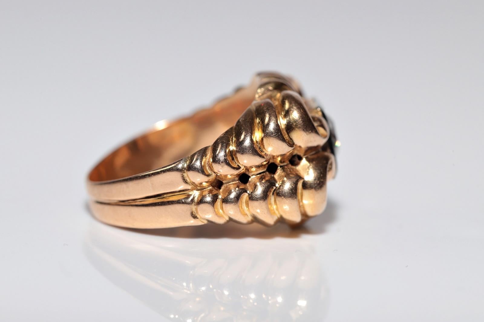 Antico anello solitario in oro 18k con diamante naturale taglio antico CIRCA 1900 in vendita 2