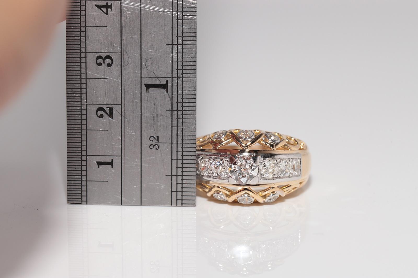 Antique Circa 1900s Or 18k Diamant Naturel Taille Ancienne Tank Strong Ring en vente 6