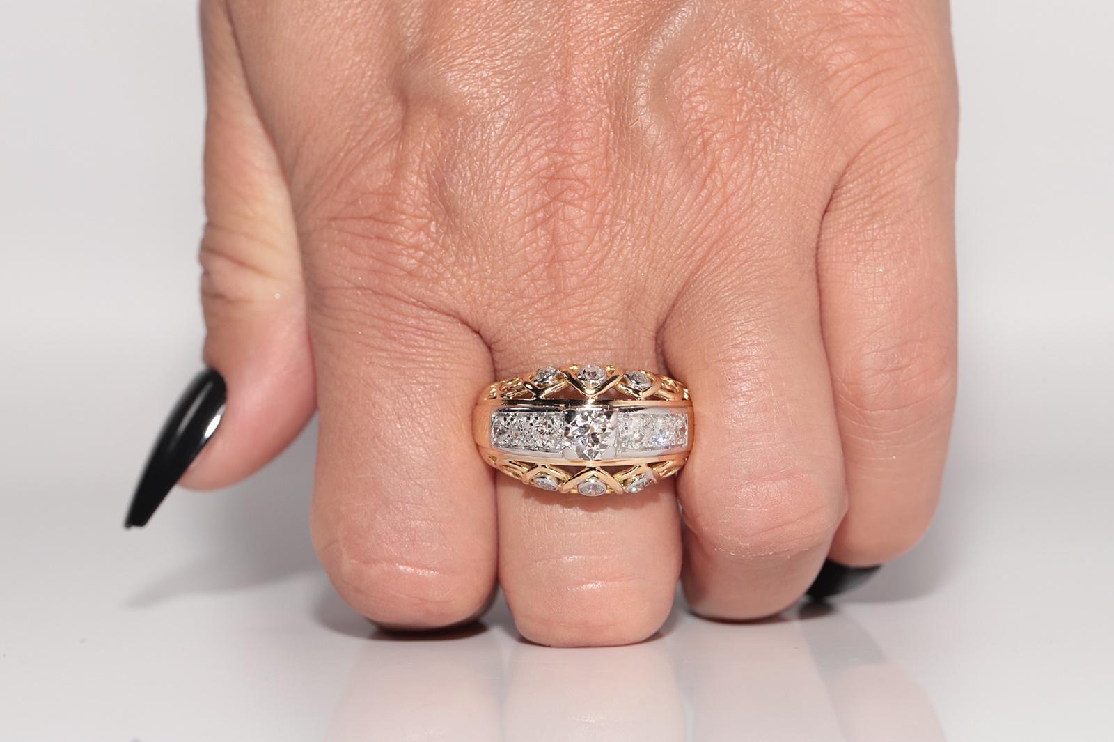 Antique Circa 1900s Or 18k Diamant Naturel Taille Ancienne Tank Strong Ring en vente 10