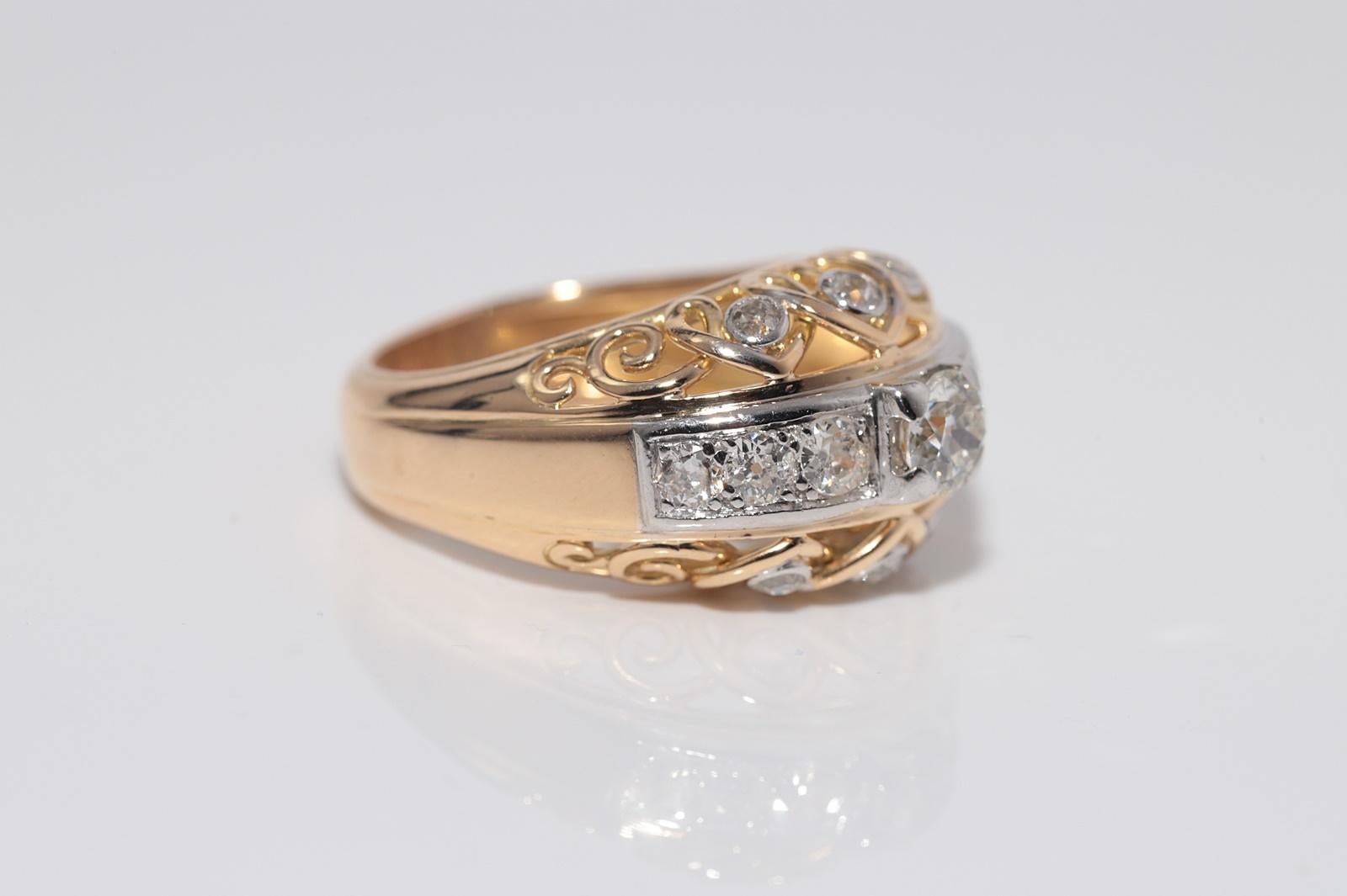 Anello antico CIRCA 1900 in oro 18 ct. con diamante naturale taglio vecchio e forte In condizioni ottime in vendita a Fatih/İstanbul, 34