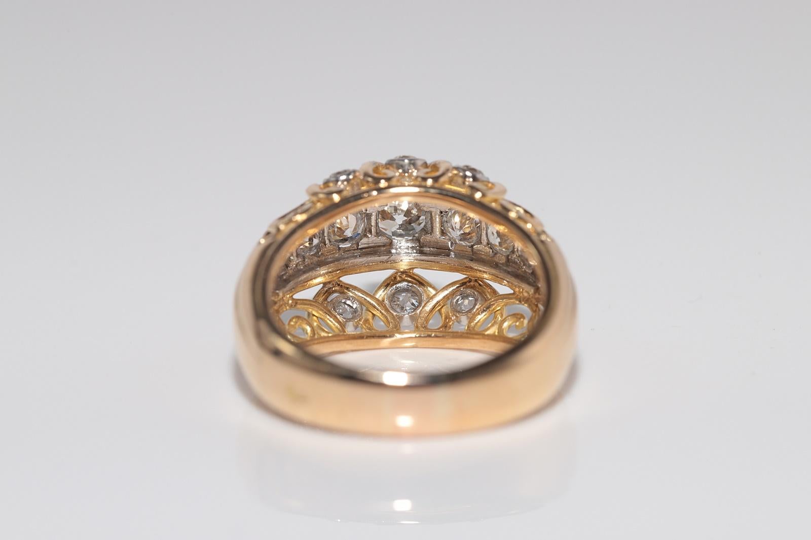 Antique Circa 1900s Or 18k Diamant Naturel Taille Ancienne Tank Strong Ring en vente 1