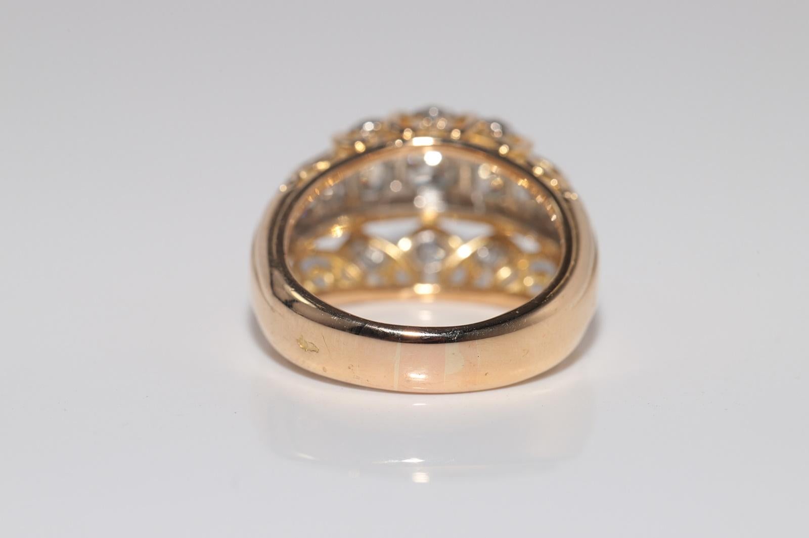 Antique Circa 1900s Or 18k Diamant Naturel Taille Ancienne Tank Strong Ring en vente 2