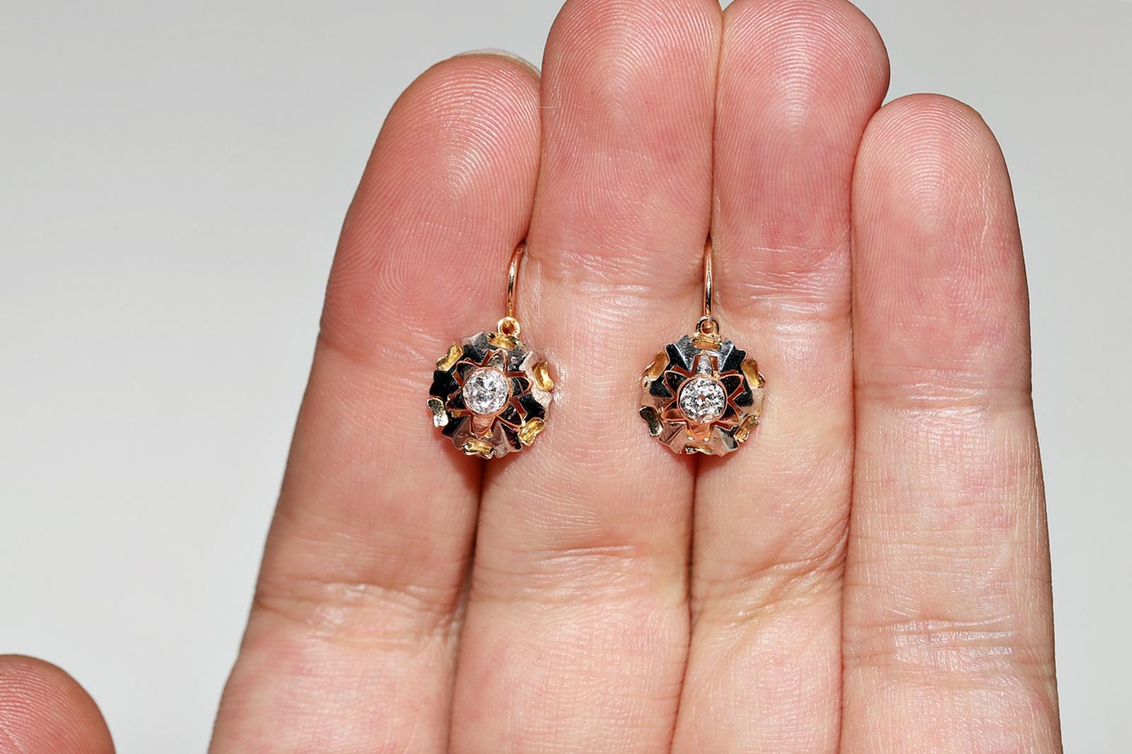 Antique Circa 1900s 18k Gold Natural Old Mine Cut Diamond Solitaire Earring  In Good Condition For Sale In Fatih/İstanbul, 34