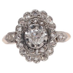 Antike CIRCA 1900s 18k Gold Natürliche Rose Cut und Old Cut Diamond Ring
