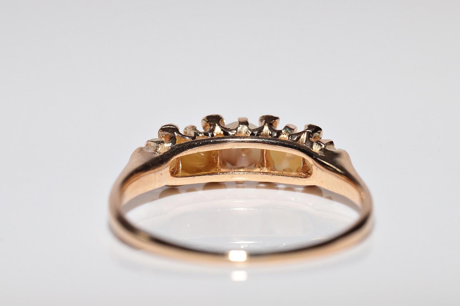 Antique Circa 1900s 18k Gold Natural Rose Cut Diamond And Pearl Band Ring For Sale 8