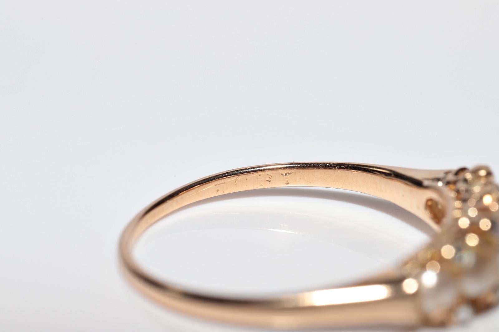 Antique Circa 1900s 18k Gold Natural Rose Cut Diamond And Pearl Band Ring For Sale 10