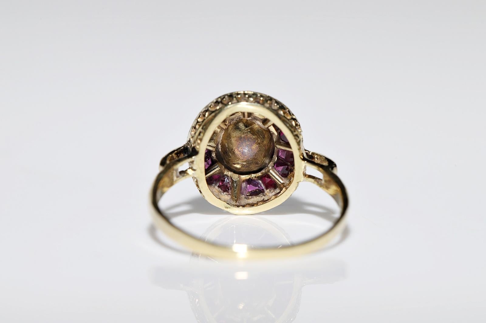 Antique Circa 1900s 18k Gold Natural Rose Cut Diamond And Ruby Solitaire Ring  7