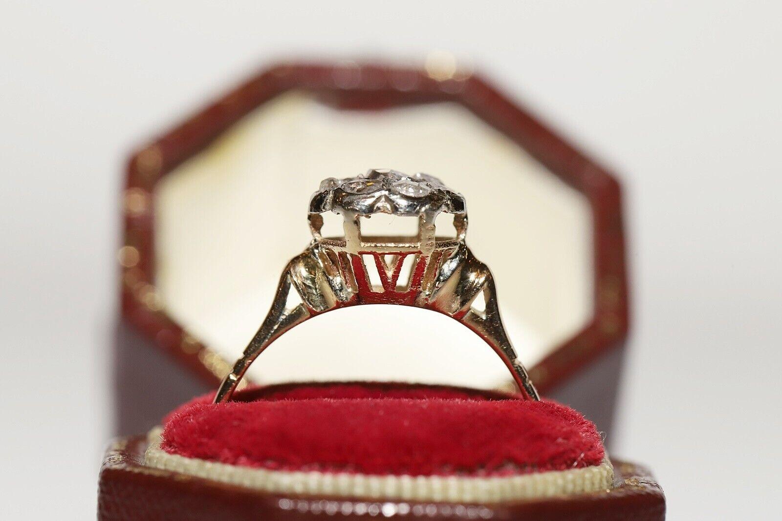 Antique Circa 1900s 18k Gold Natural Rose Cut Diamond Decorated Ring  8