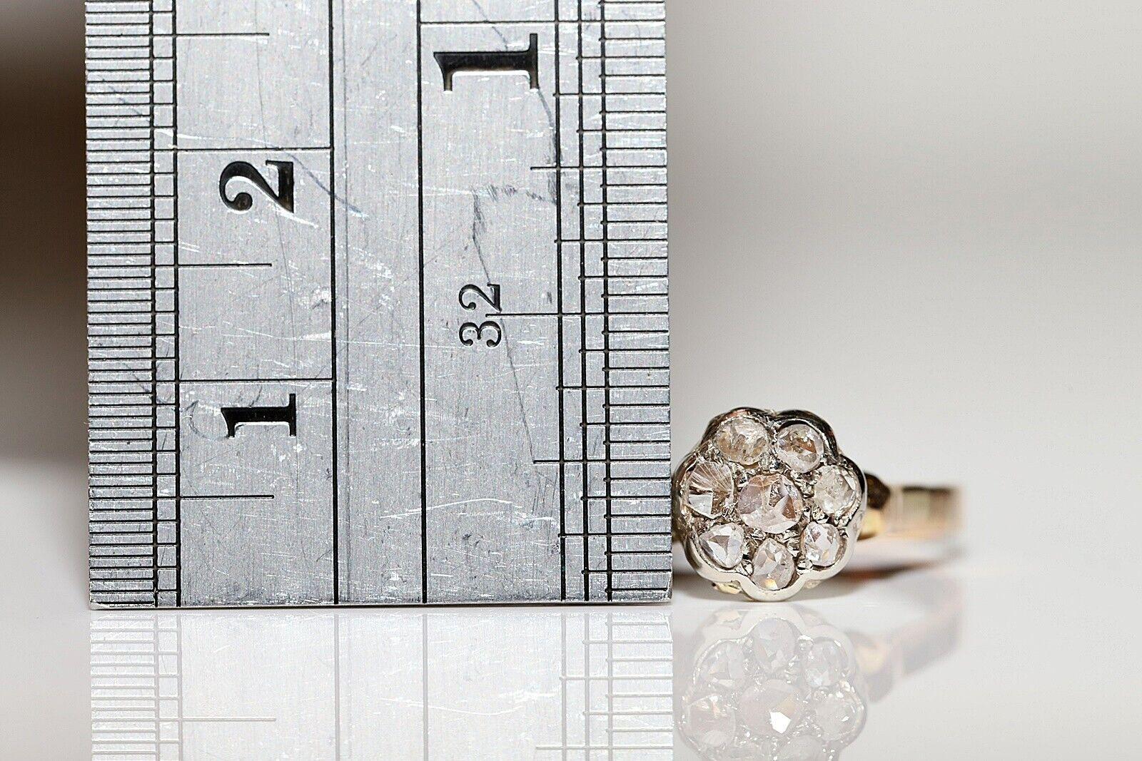 Antique Circa 1900s 18k Gold Natural Rose Cut Diamond Decorated Ring  2