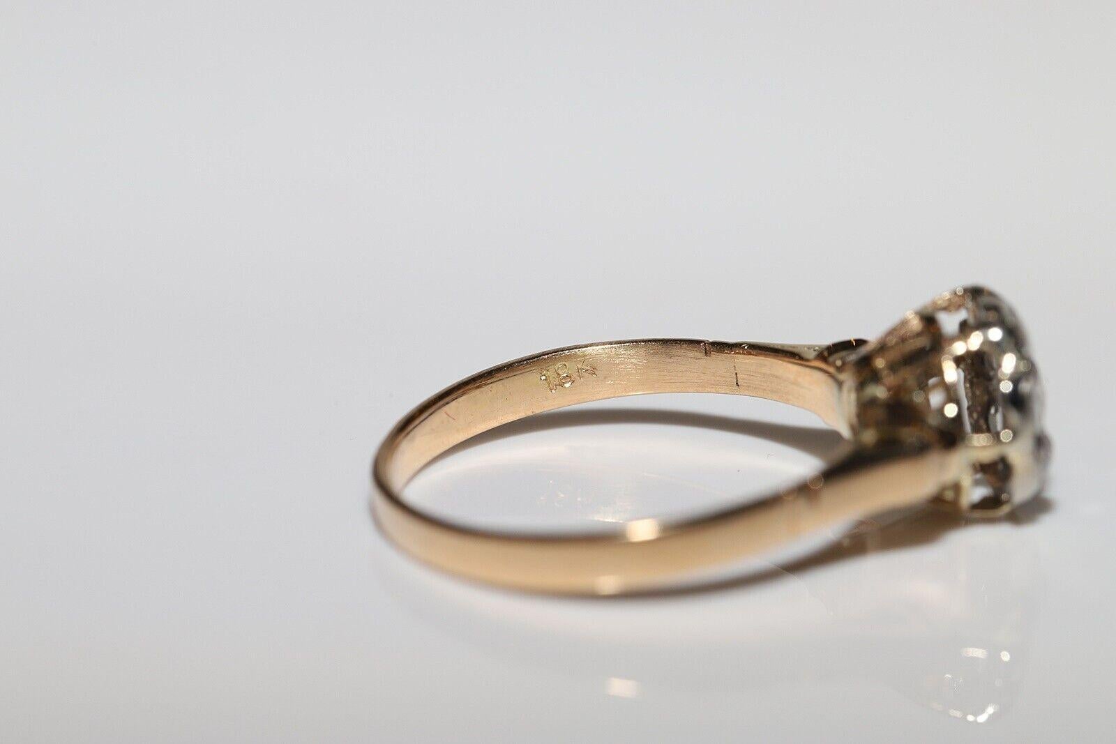 Antique Circa 1900s 18k Gold Natural Rose Cut Diamond Decorated Ring  4