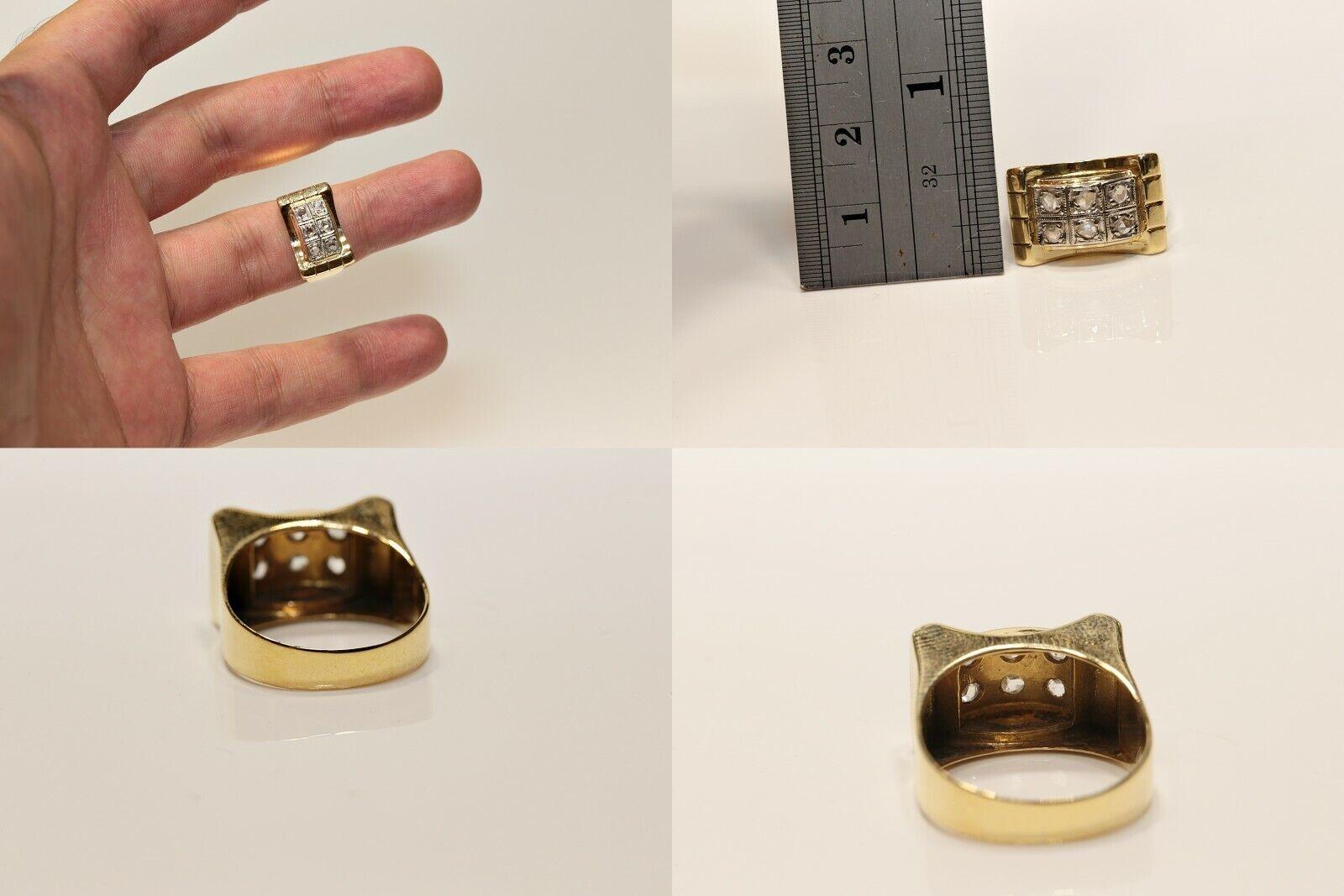 Antiker, dekorativer Tank-Ring aus 18 Karat Gold mit natürlichem Diamanten im Rosenschliff, um 1900 im Angebot 5