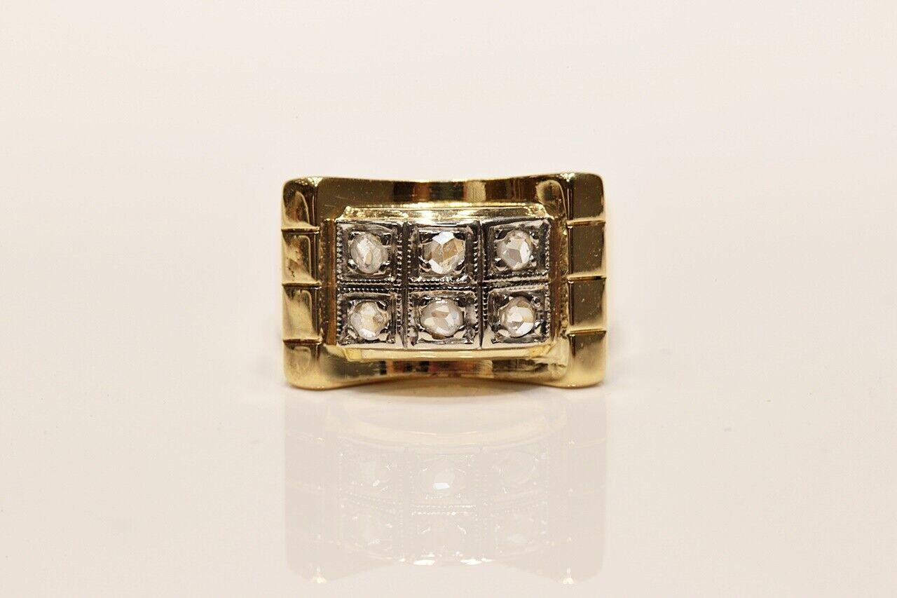 Antiker, dekorativer Tank-Ring aus 18 Karat Gold mit natürlichem Diamanten im Rosenschliff, um 1900 (Viktorianisch) im Angebot