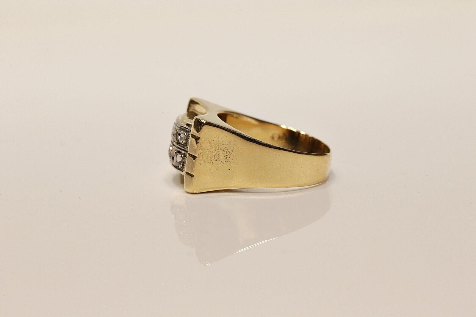 Antiker, dekorativer Tank-Ring aus 18 Karat Gold mit natürlichem Diamanten im Rosenschliff, um 1900 im Angebot 2