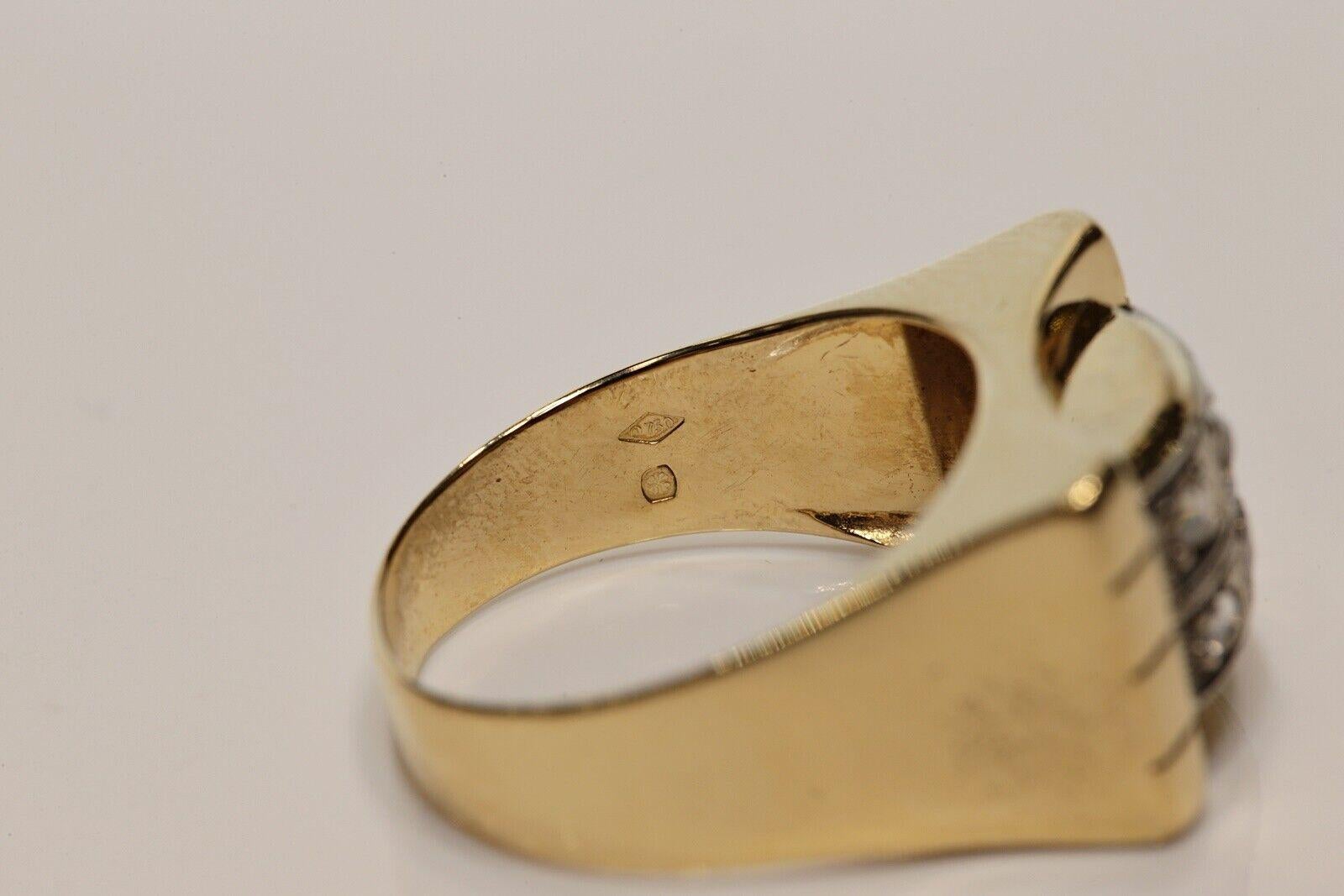 Antiker, dekorativer Tank-Ring aus 18 Karat Gold mit natürlichem Diamanten im Rosenschliff, um 1900 im Angebot 3