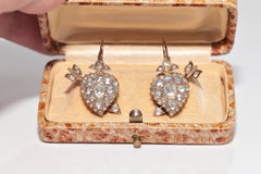 Antico orecchino Arrow con diamante naturale taglio rosa in oro 18 carati del 1900 circa