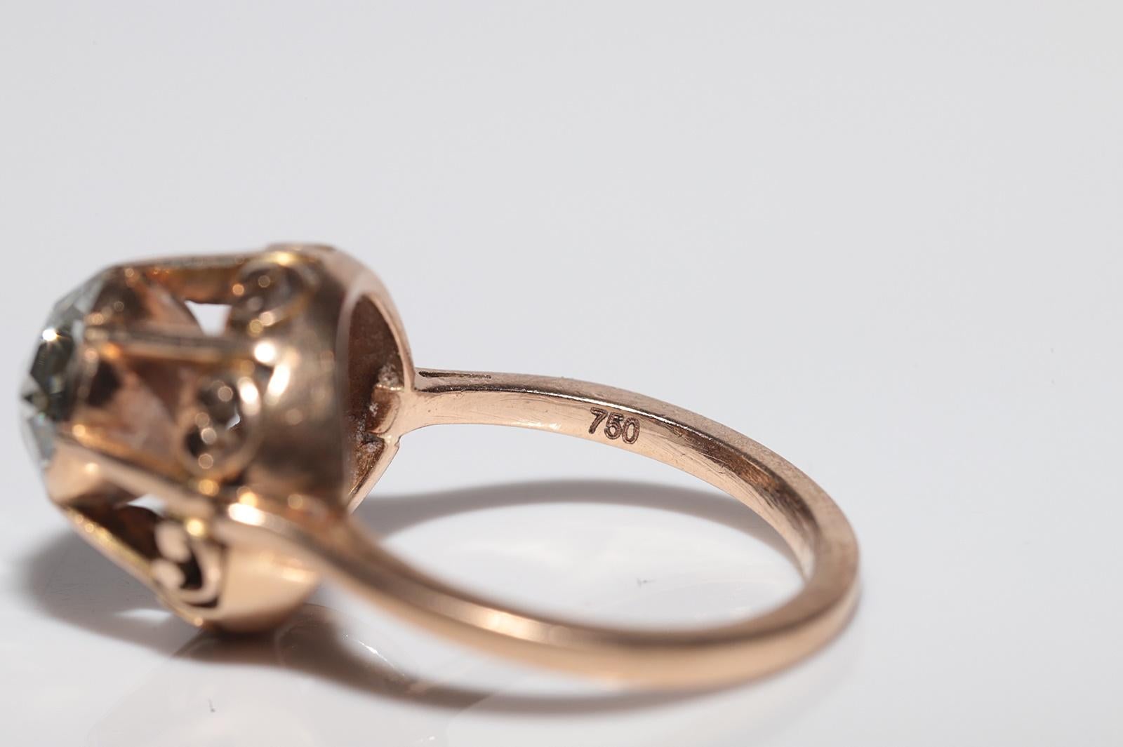 Bague solitaire ancienne des années 1900 en or 18 carats avec diamants naturels taille rose en vente 4