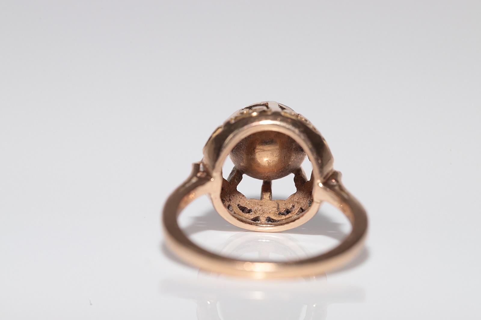 Bague solitaire ancienne des années 1900 en or 18 carats avec diamants naturels taille rose en vente 5