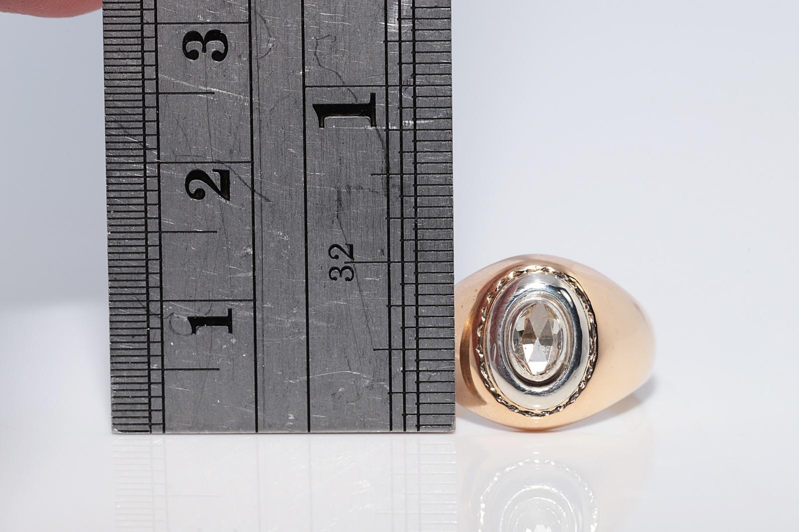 Antiguo anillo solitario de diamantes talla rosa natural de oro de 18 quilates de alrededor de 1900 en venta 5