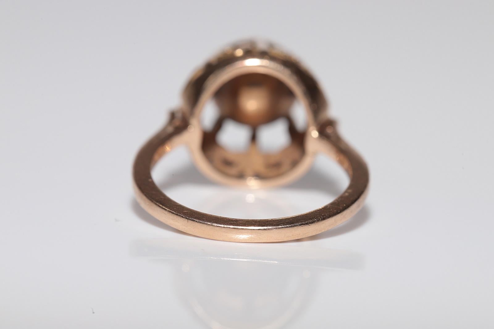 Antique Circa 1900s 18k Gold Natural Rose Cut Diamond Solitaire Ring For Sale 7