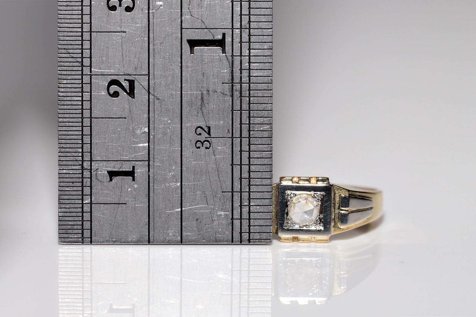 Bague solitaire ancienne des années 1900 en or 18 carats avec diamants naturels taille rose en vente 6