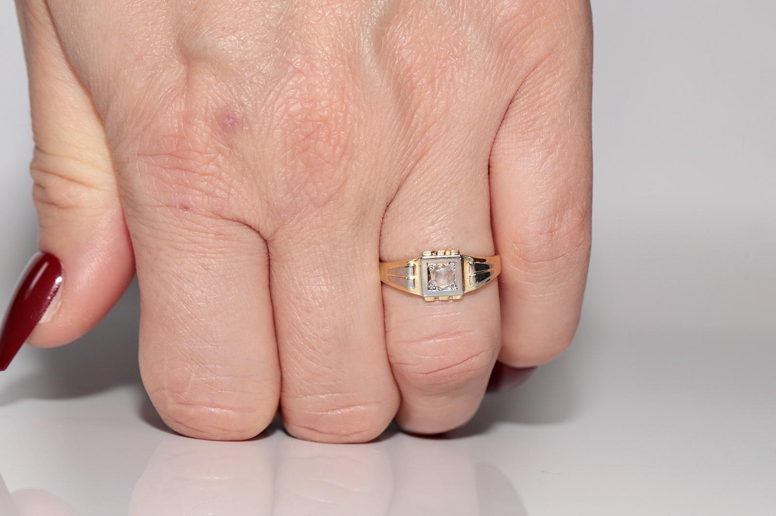 Bague solitaire ancienne des années 1900 en or 18 carats avec diamants naturels taille rose en vente 10
