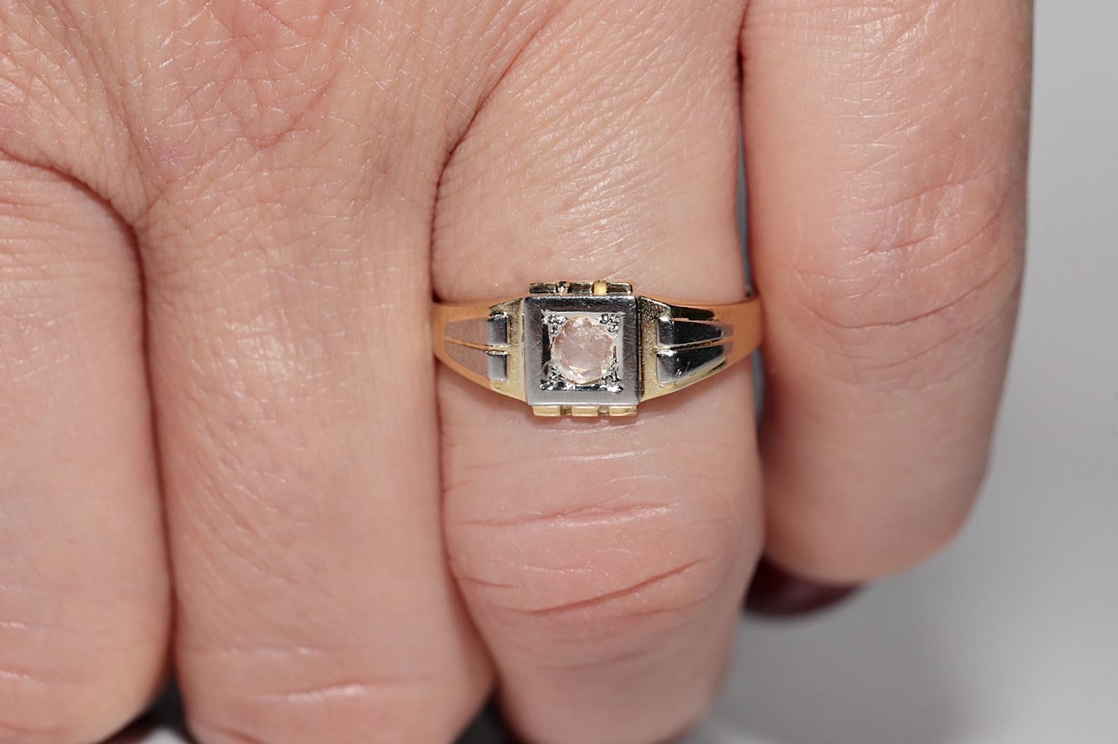 Bague solitaire ancienne des années 1900 en or 18 carats avec diamants naturels taille rose en vente 11