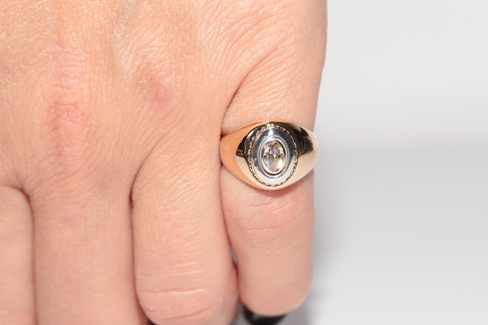 Antiguo anillo solitario de diamantes talla rosa natural de oro de 18 quilates de alrededor de 1900 en venta 11