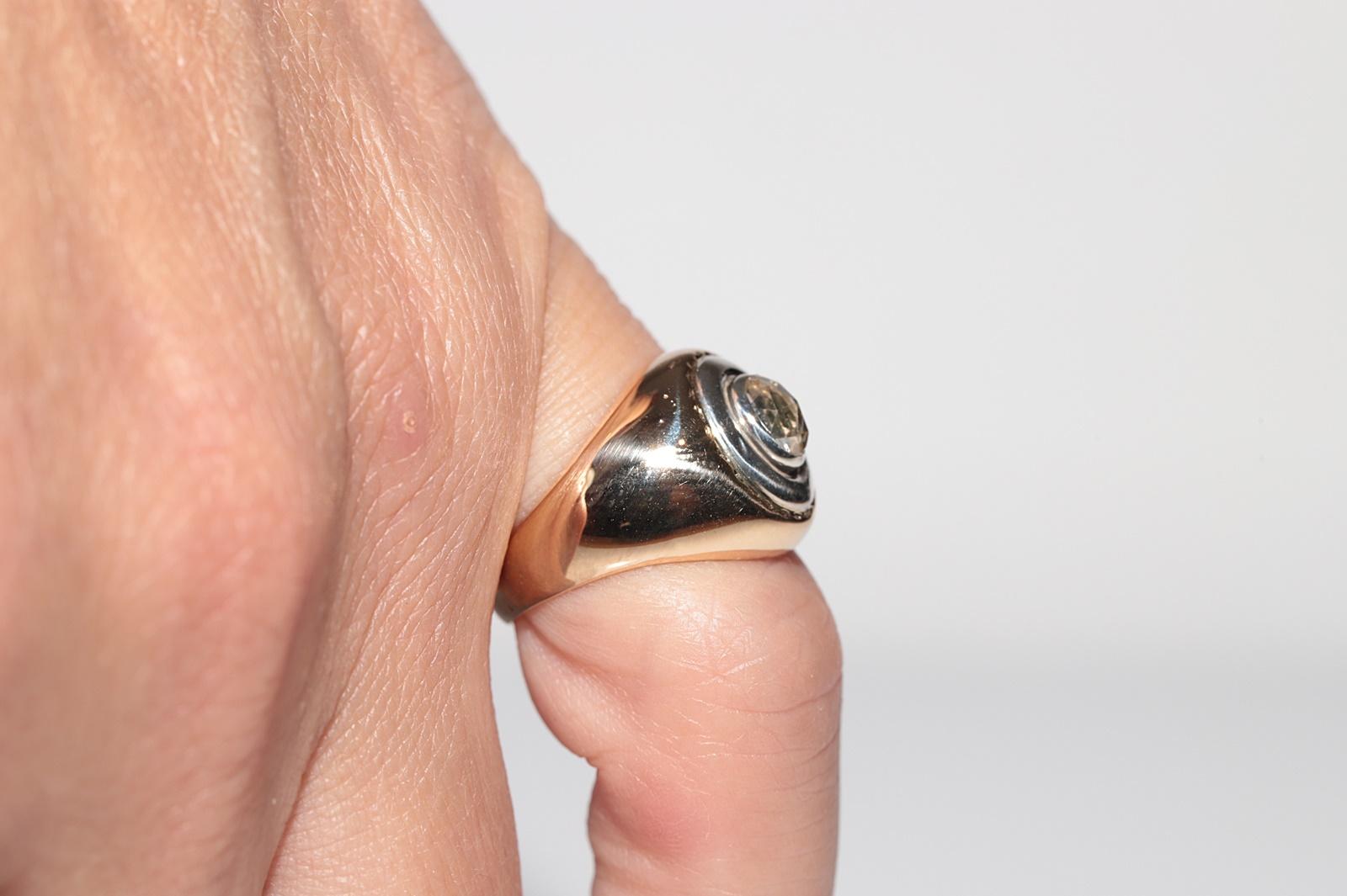 Antiguo anillo solitario de diamantes talla rosa natural de oro de 18 quilates de alrededor de 1900 en venta 12