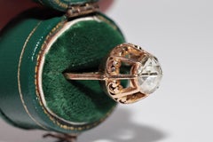 Antique Circa 1900s 18k Gold Natural Rose Cut Diamond Solitaire Ring