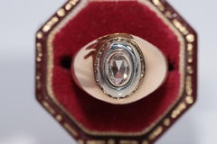 Antique Circa 1900s 18k Gold Natural Rose Cut Diamond Solitaire Ring