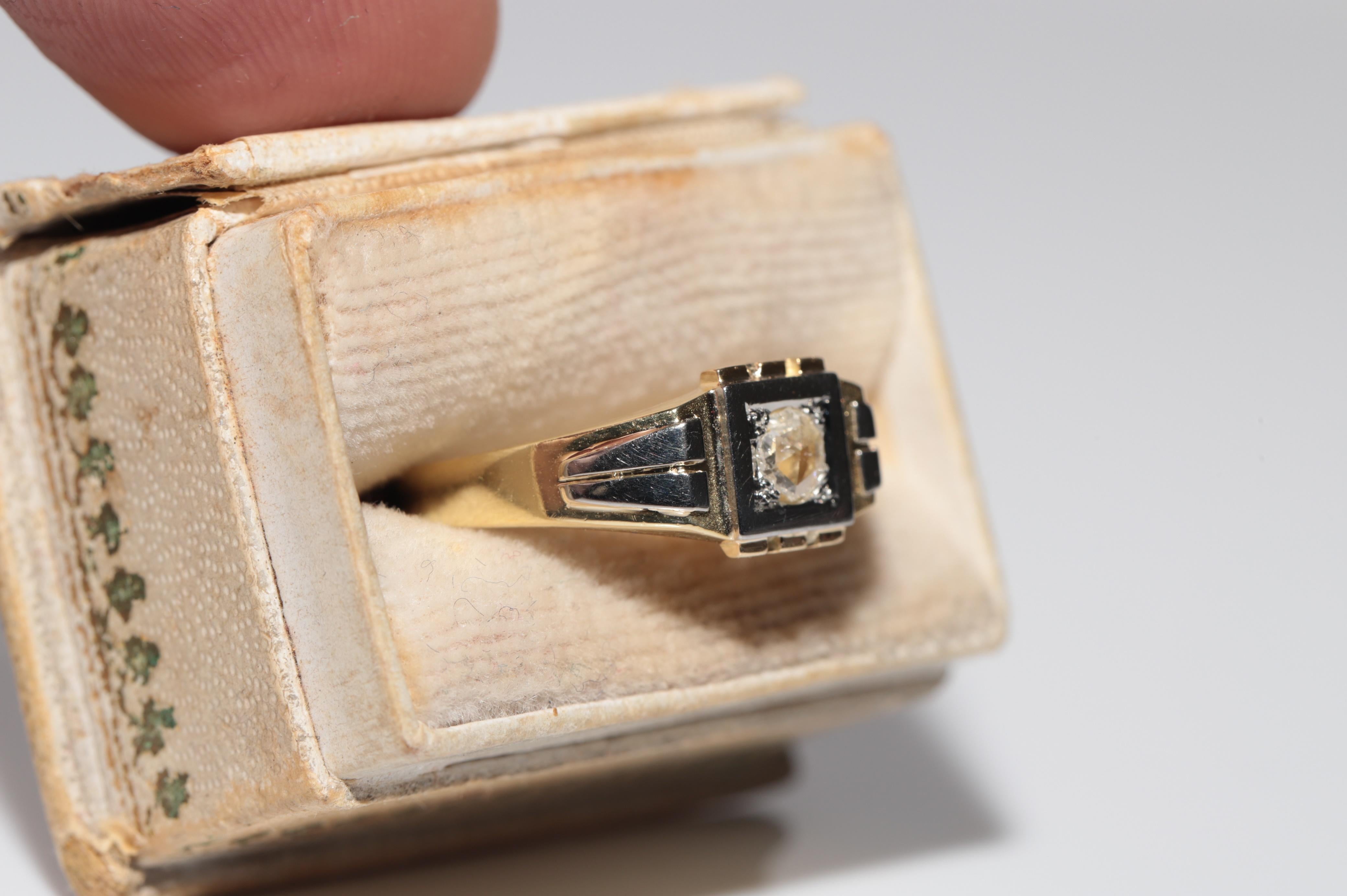 Victorien Bague solitaire ancienne des années 1900 en or 18 carats avec diamants naturels taille rose en vente