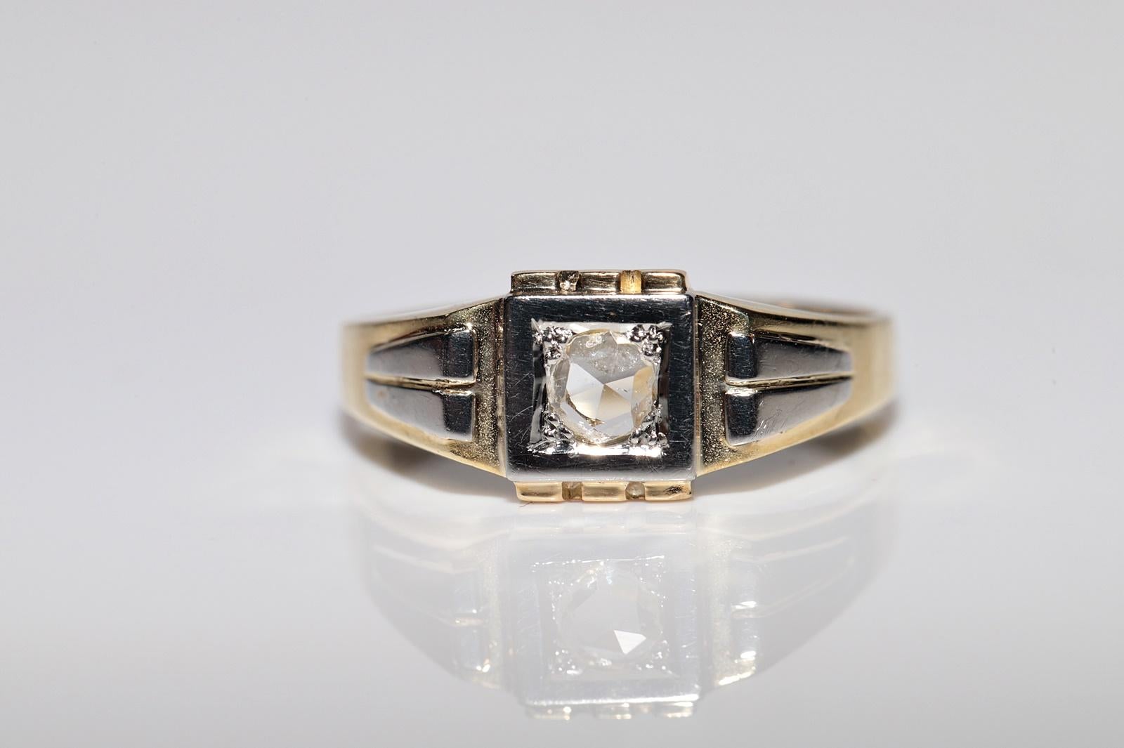 Taille rose Bague solitaire ancienne des années 1900 en or 18 carats avec diamants naturels taille rose en vente