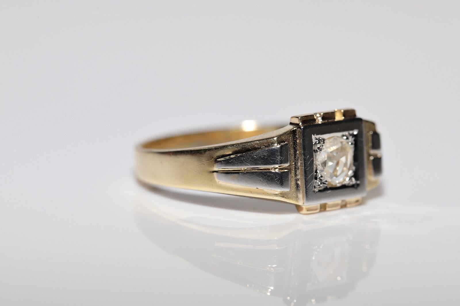 Bague solitaire ancienne des années 1900 en or 18 carats avec diamants naturels taille rose Bon état - En vente à Fatih/İstanbul, 34