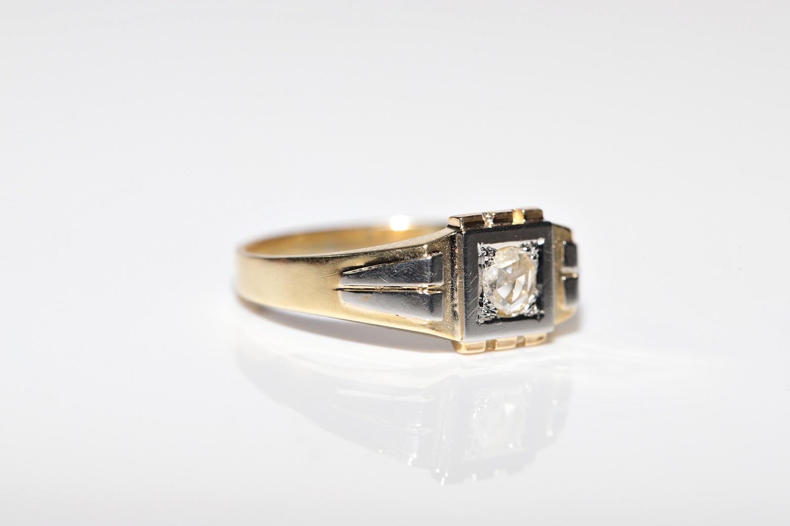 Bague solitaire ancienne des années 1900 en or 18 carats avec diamants naturels taille rose Pour femmes en vente