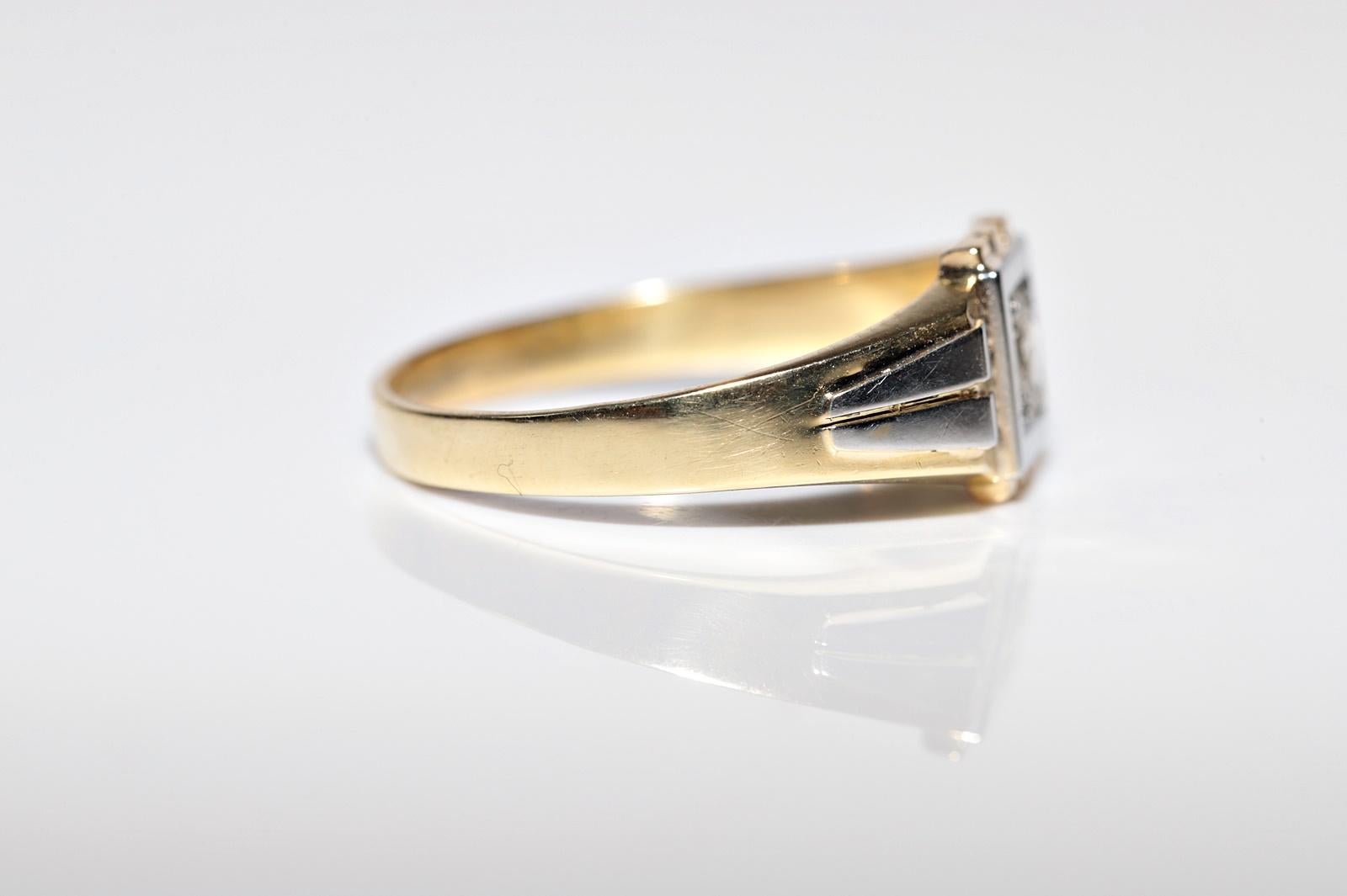 Bague solitaire ancienne des années 1900 en or 18 carats avec diamants naturels taille rose en vente 1