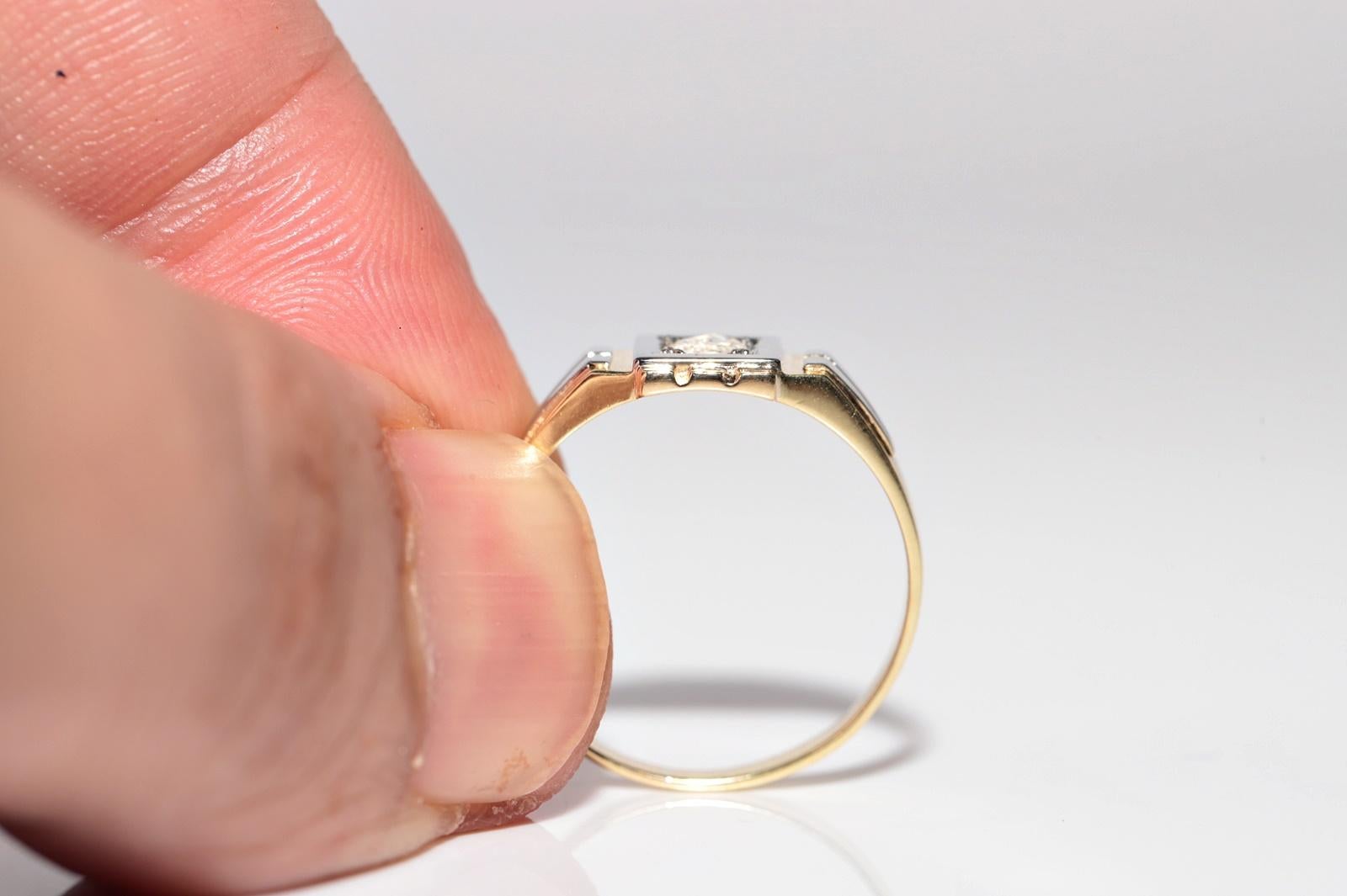 Bague solitaire ancienne des années 1900 en or 18 carats avec diamants naturels taille rose en vente 2