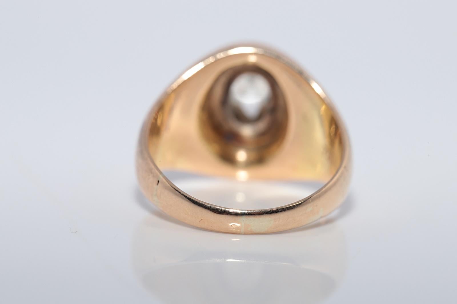 Antiguo anillo solitario de diamantes talla rosa natural de oro de 18 quilates de alrededor de 1900 en venta 2