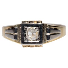 Antique Circa 1900s 18k Gold Natural Rose Cut Diamond Solitaire Ring