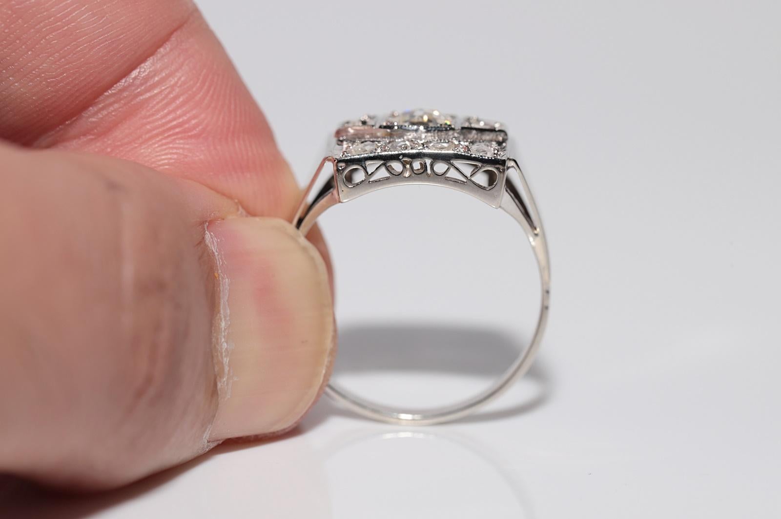 Magnifique bague carrée en or 18 carats et diamants naturels taille rose, datant des années 1900 environ 4