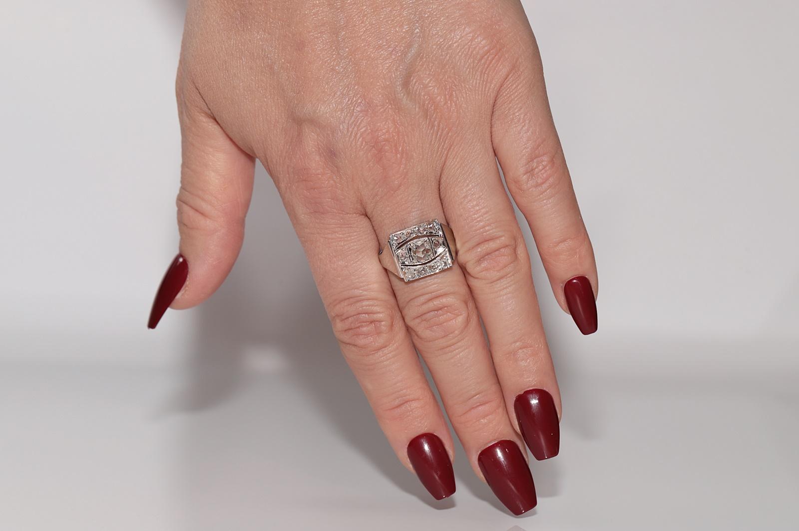 Magnifique bague carrée en or 18 carats et diamants naturels taille rose, datant des années 1900 environ 8