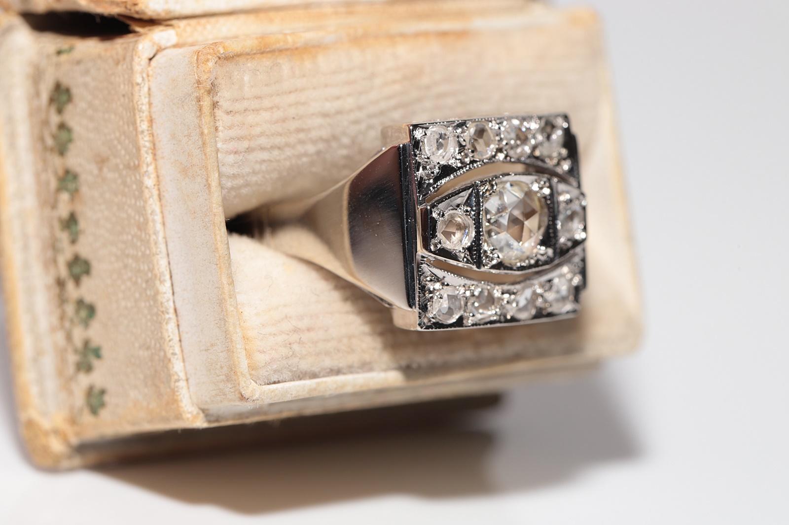 Victorien Magnifique bague carrée en or 18 carats et diamants naturels taille rose, datant des années 1900 environ