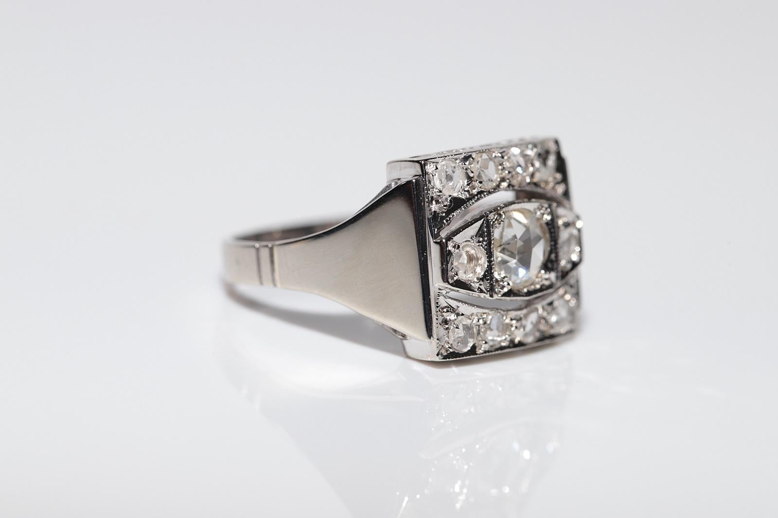 Magnifique bague carrée en or 18 carats et diamants naturels taille rose, datant des années 1900 environ Bon état à Fatih/İstanbul, 34