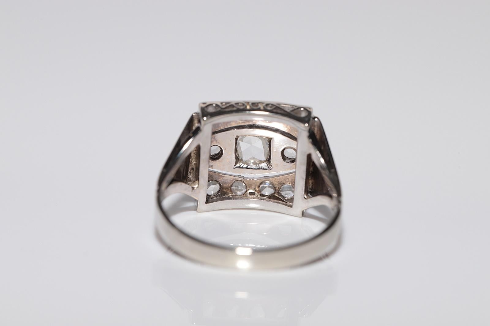 Magnifique bague carrée en or 18 carats et diamants naturels taille rose, datant des années 1900 environ 2