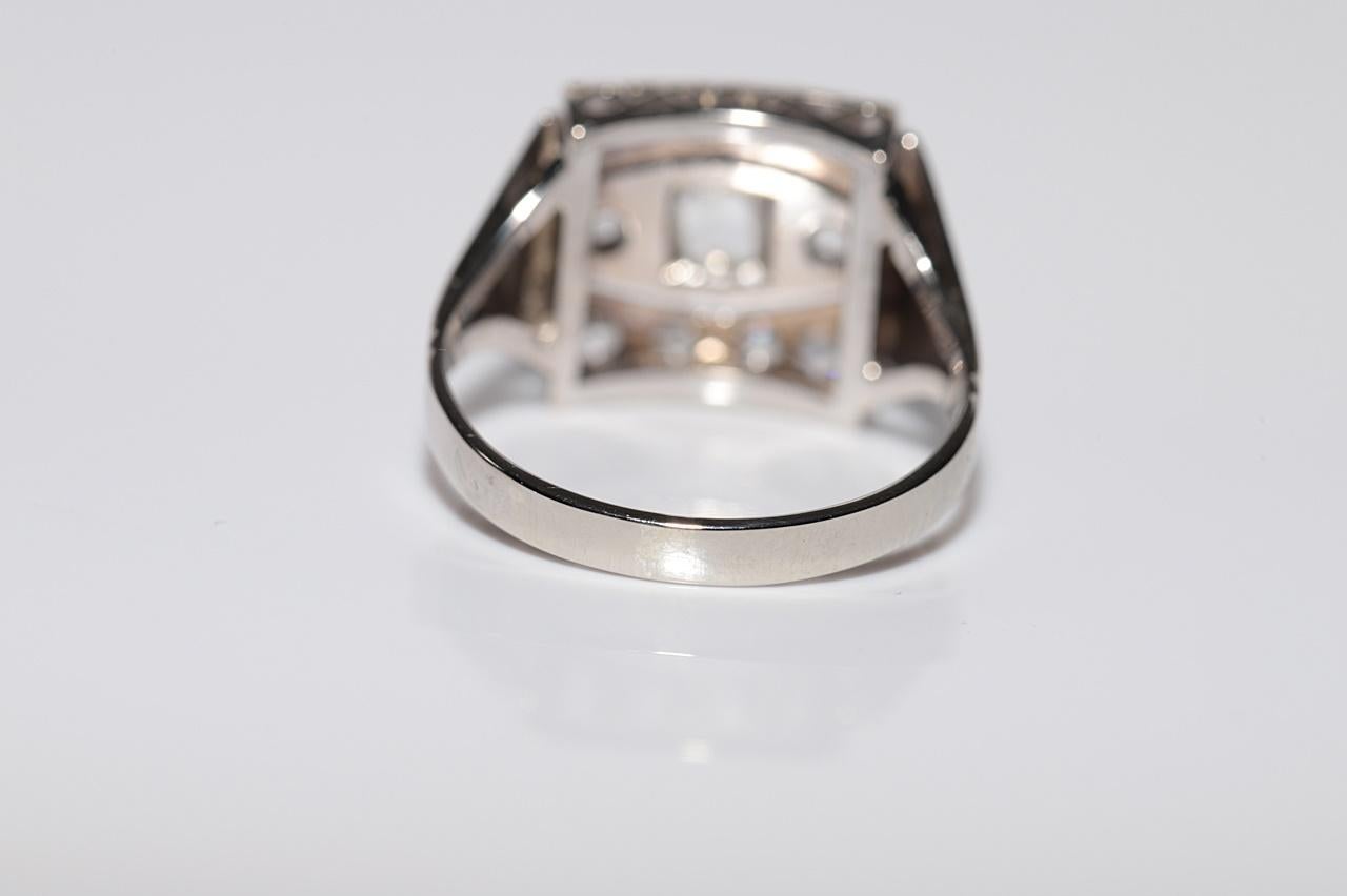 Magnifique bague carrée en or 18 carats et diamants naturels taille rose, datant des années 1900 environ 3