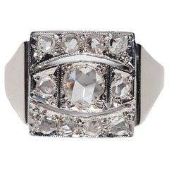 Antike CIRCA 1900s 18k Gold Natürliche Rose Cut Diamond Square Amazing Ring