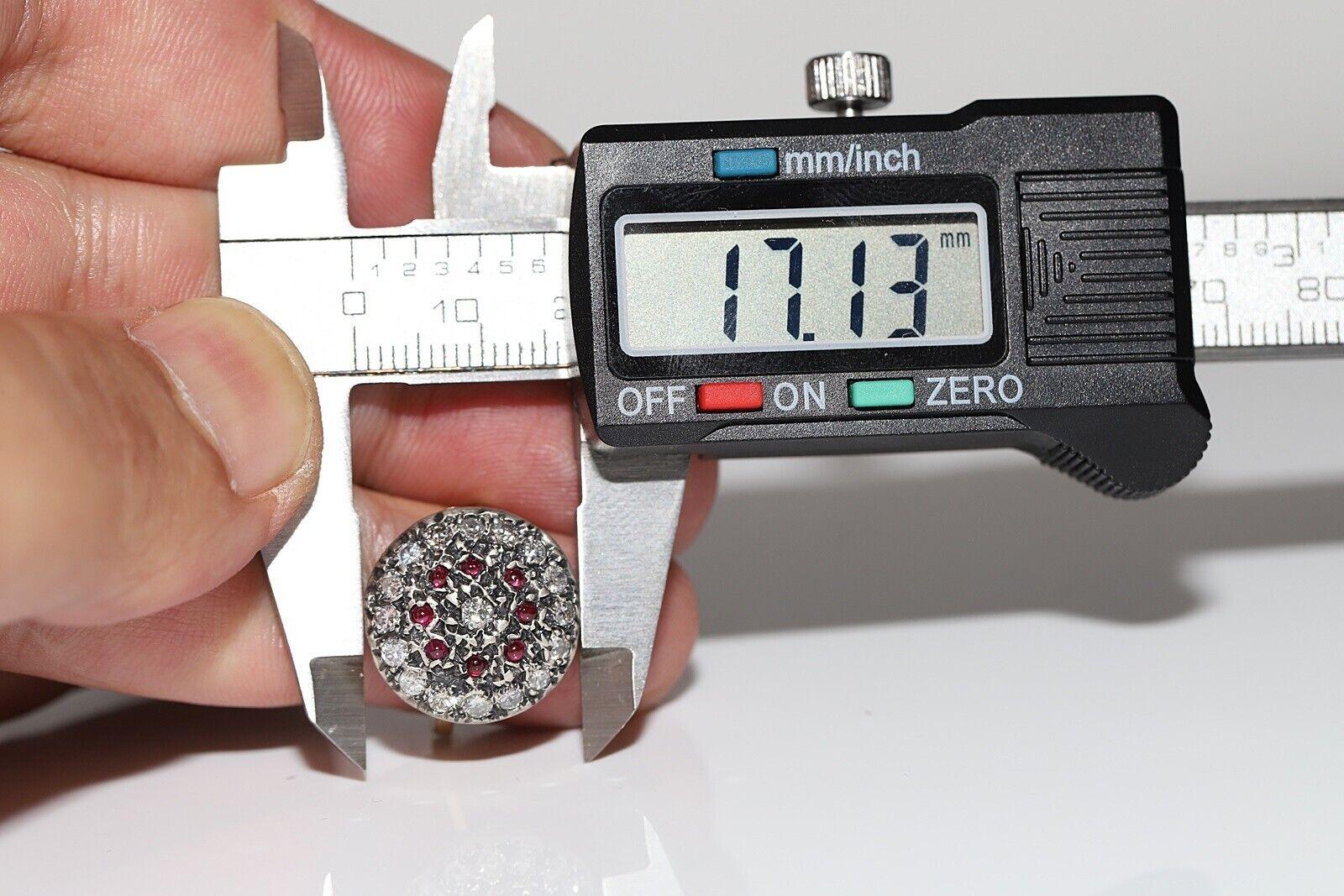 Anello antico del 1900 in oro 18k e argento con diamanti naturali e rubini cabochon in vendita 4