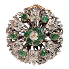Antique Circa 1900s 18k Gold Top Silver Natural Diamond And Emerald Necklace